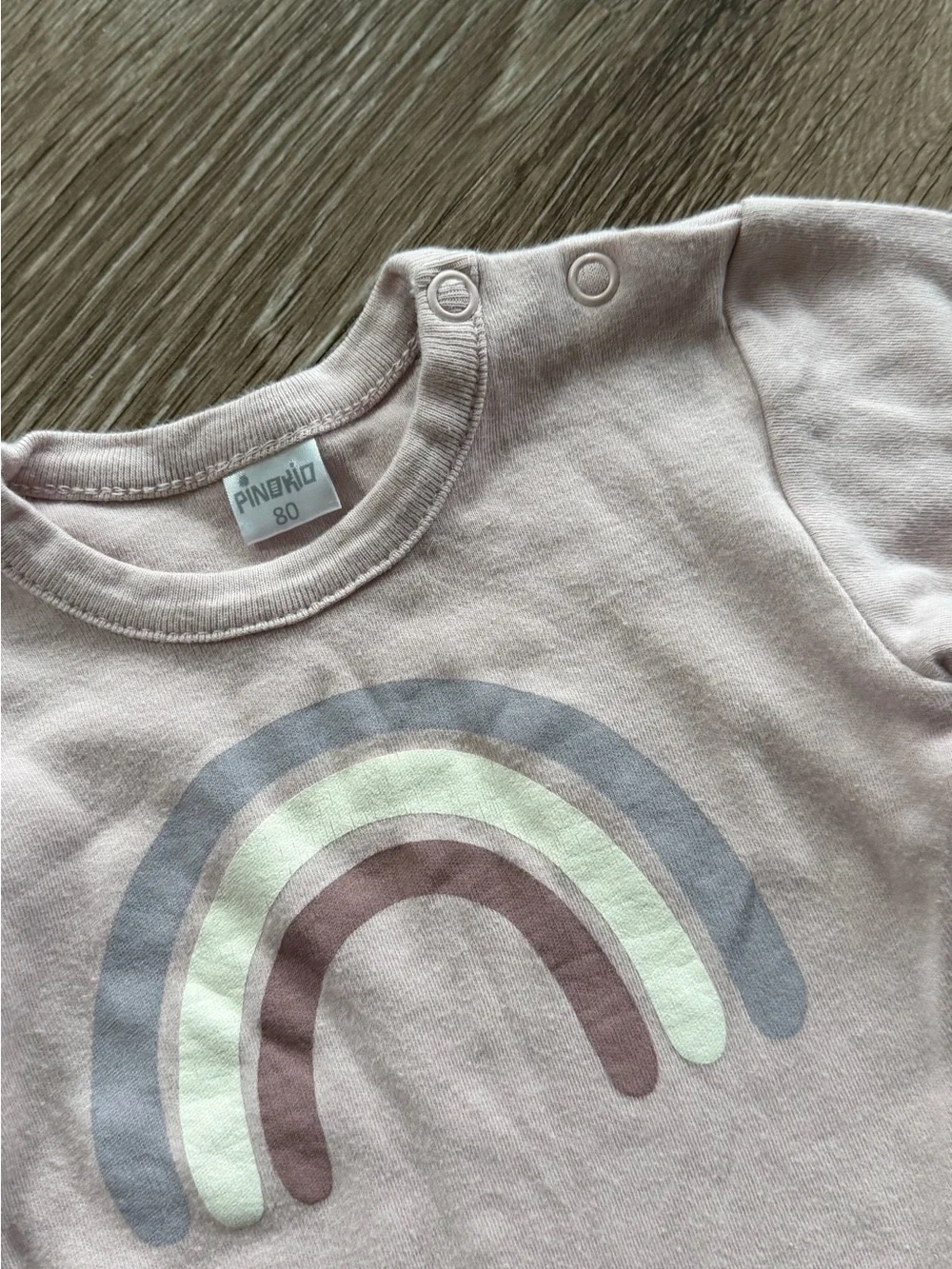 Rainbow Baby 80cm 12-18months Girls Pink Long-Sleeve Rainbow One-Piece Bodysuit